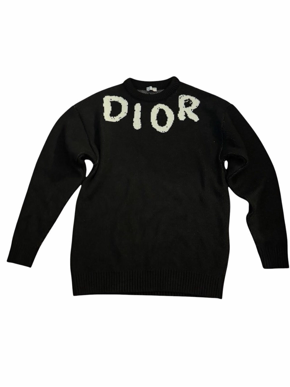 Dior Black Crewneck Sweater with White DIOR Script
